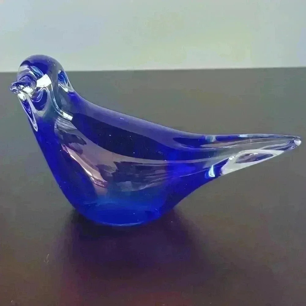 Vintage Ganz Cobalt  Blue Hand Blown Glass Bird Decoration Paperweight